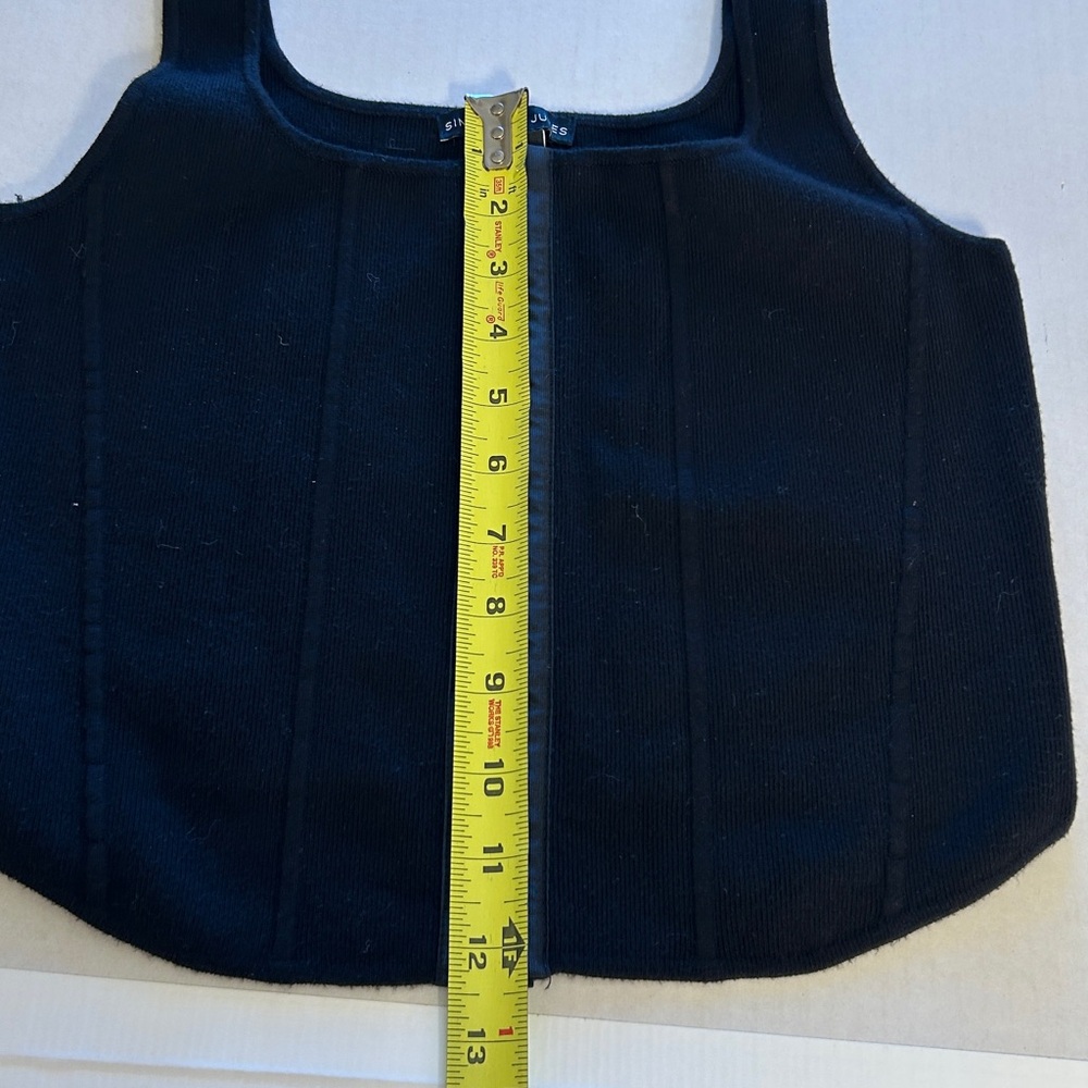 Sincerely Jules Black Ribbed Corset Style Cropped Tank Top  Sz L - Picture 10 of 10